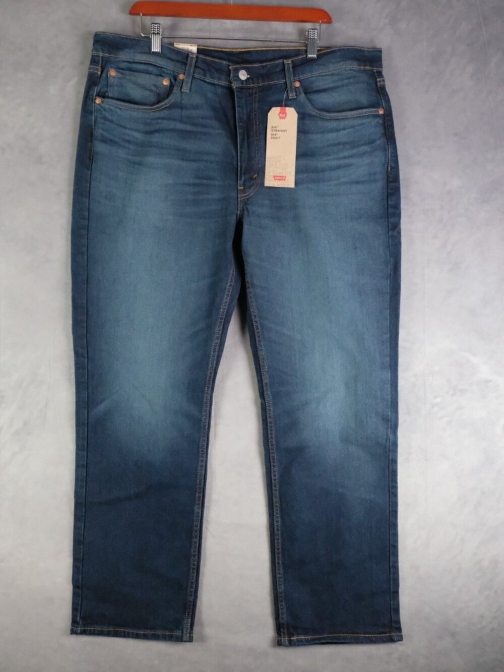 Levis 514 Jeans Mens 38X30 Blue Stone Wash Straight Stretch New